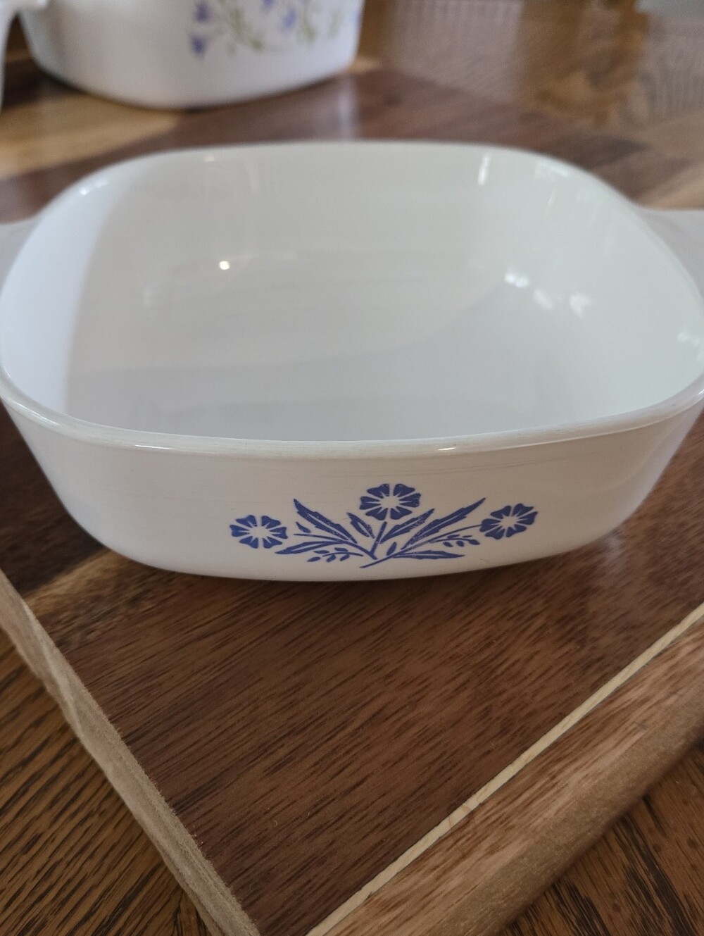 Corning Ware 1-quart square casserole dish in the classic Blue Cornflower